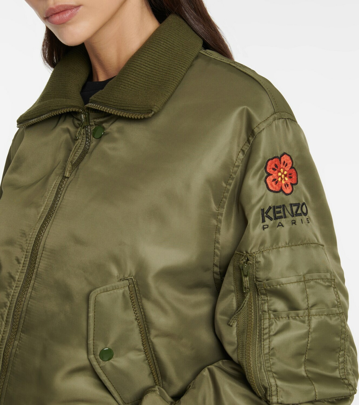 KENZO - KENZO Boke Flower クロップド ボンバージャケット カーキー S Kenzo - Boke Flower cropped bomber jacket Kenzo