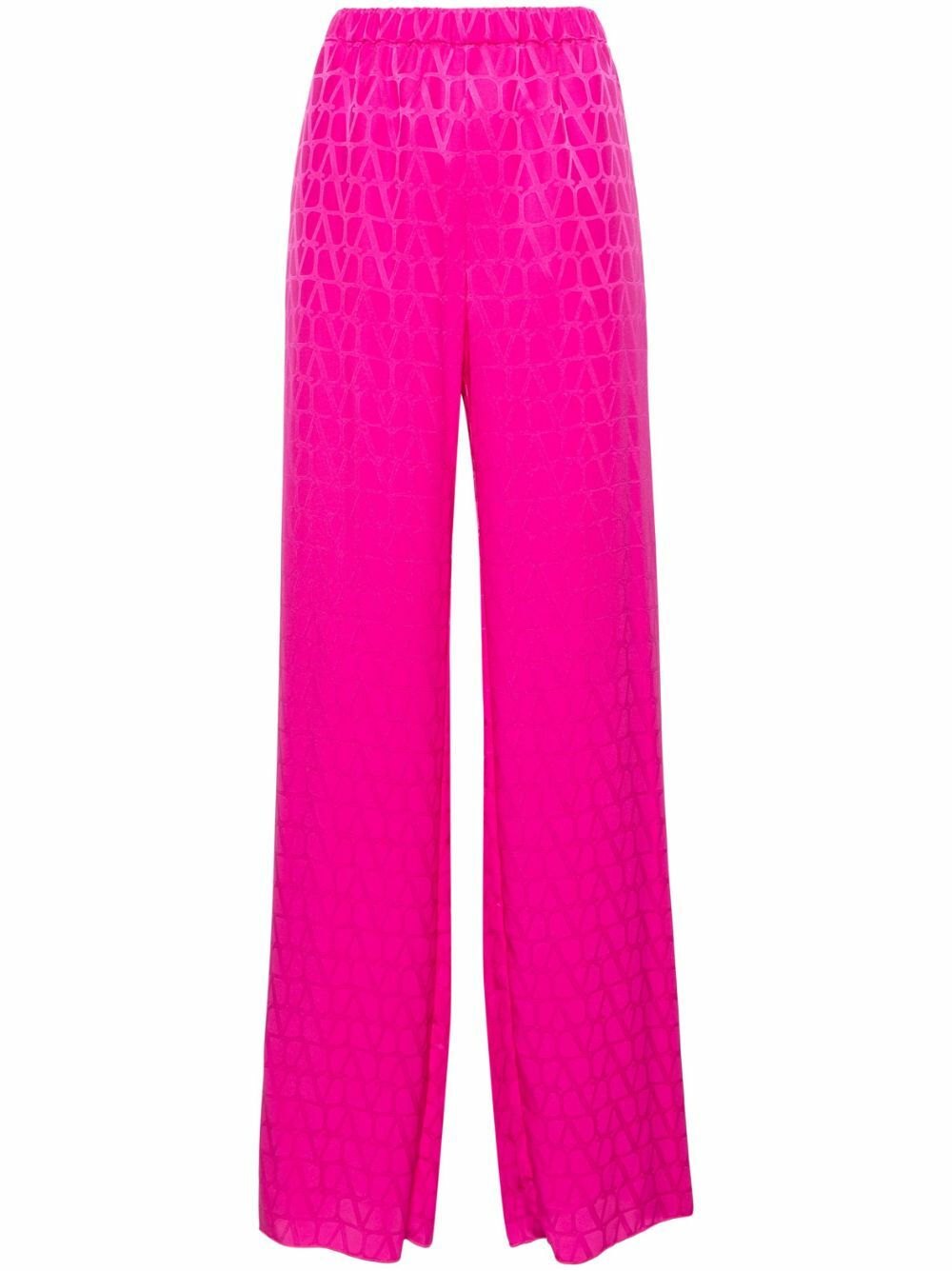 パンツ VALENTINO SILK WIDE-LEG TROUSERS Valentino Garavani Pink Toile Iconographe Silk Wide-Leg