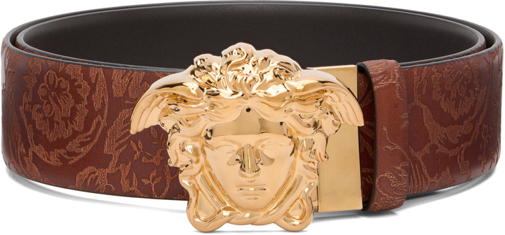 Photo: Versace Brown 'La Medusa' Leather Reversible Belt
