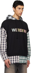 We11done Black 'WE11DONE' Patchwork Layered Hoodie