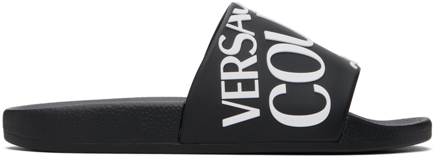 Photo: Versace Jeans Couture Black Logo Slides