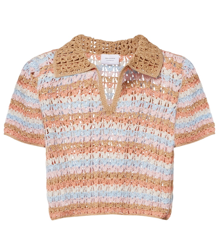 Photo: Anna Kosturova Crochet striped cotton polo shirt