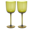 ferm LIVING Host Red Wine Glasses - Set of 2 in Moss Green 