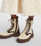 Brunello Cucinelli Leather-trimmed lace-up boots