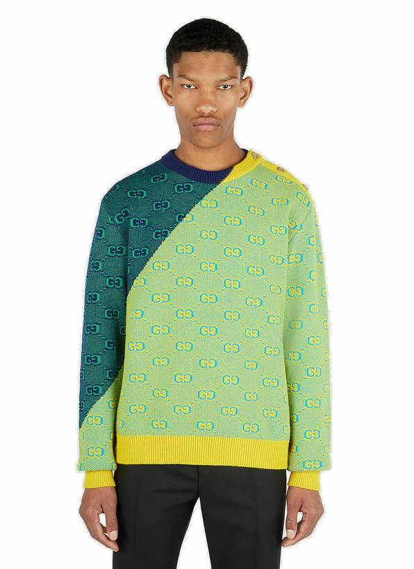 Photo: Gucci - GG Jacquard Colour Block Sweater in Yellow