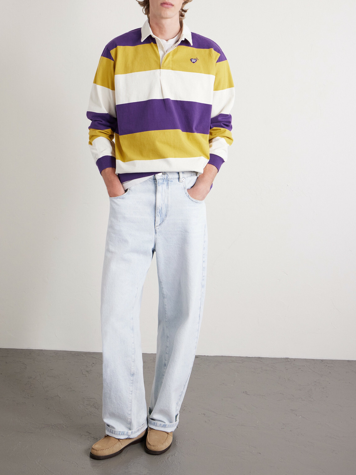 Human Made - Logo-Appliquéd Striped Cotton-Jersey Polo Shirt - Purple