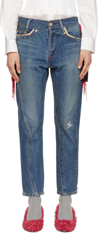 Photo: UNDERCOVER Blue Beaded Jeans