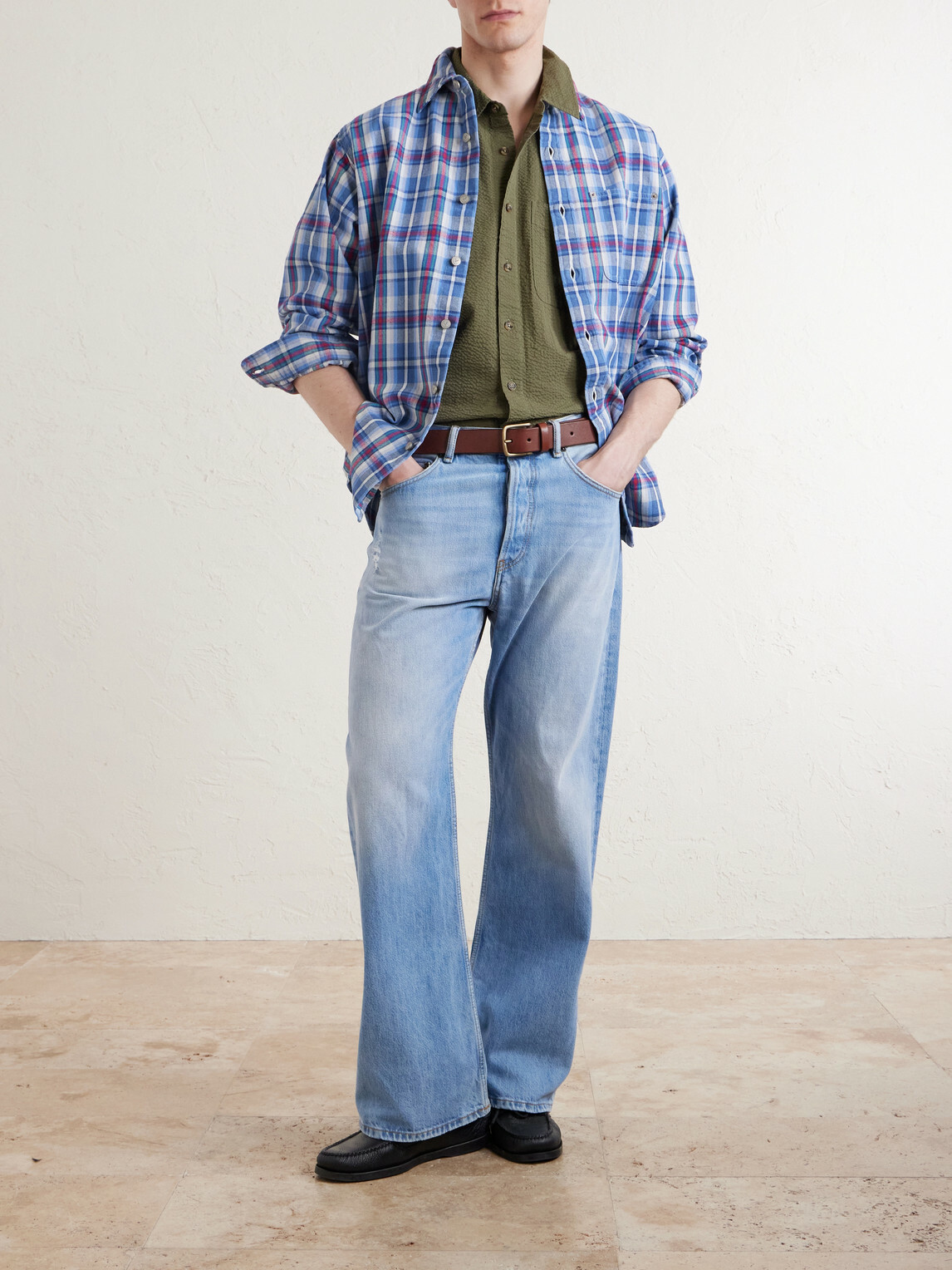 Aimé Leon Dore - Cropped Cotton-Seersucker Shirt - Green
