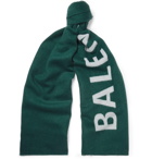 Balenciaga - Logo-Jacquard Wool Scarf - Men - Green