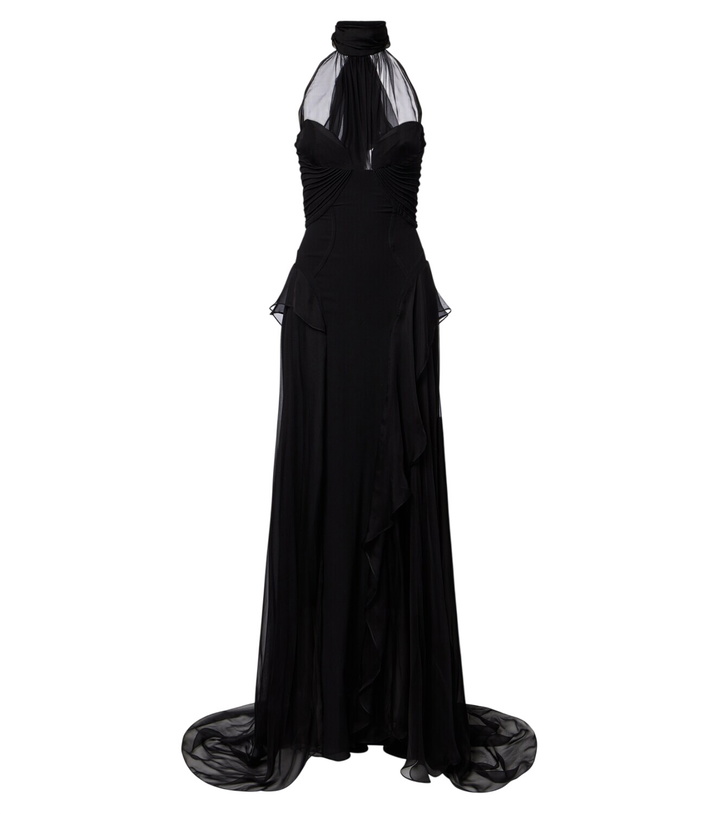 Photo: McQueen Halterneck silk georgette bustier gown