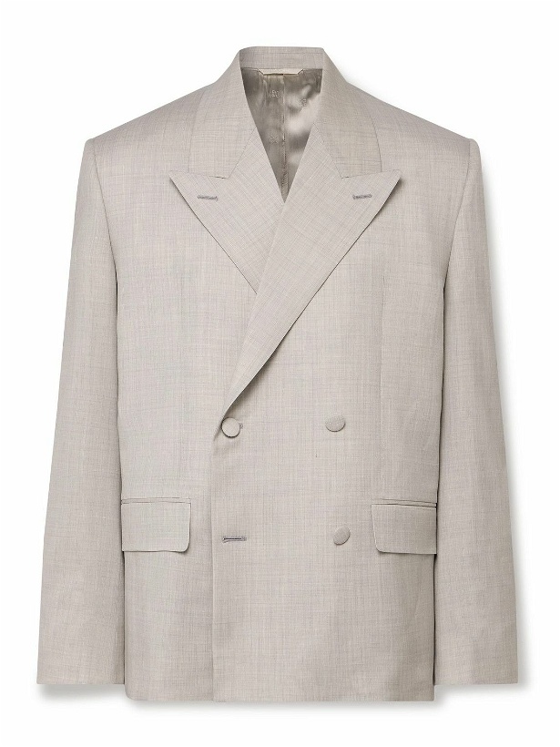 Photo: Givenchy - Double-Breasted Wool-Twill Blazer - Gray
