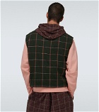 Undercover - Checked wool gilet with hood