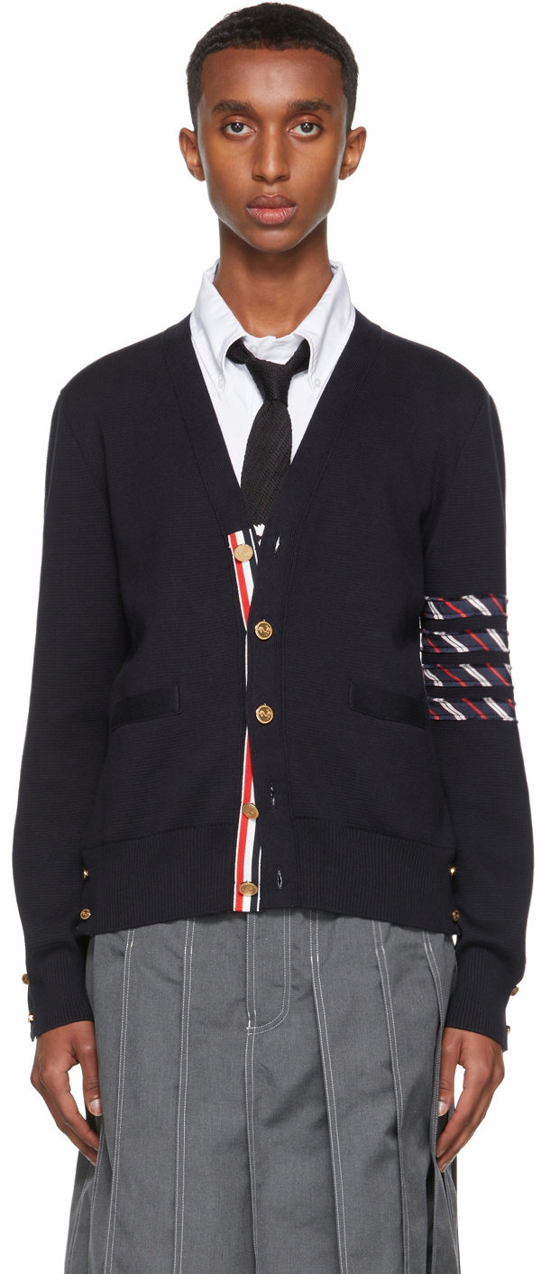 Thom browne outlet navy cardigan