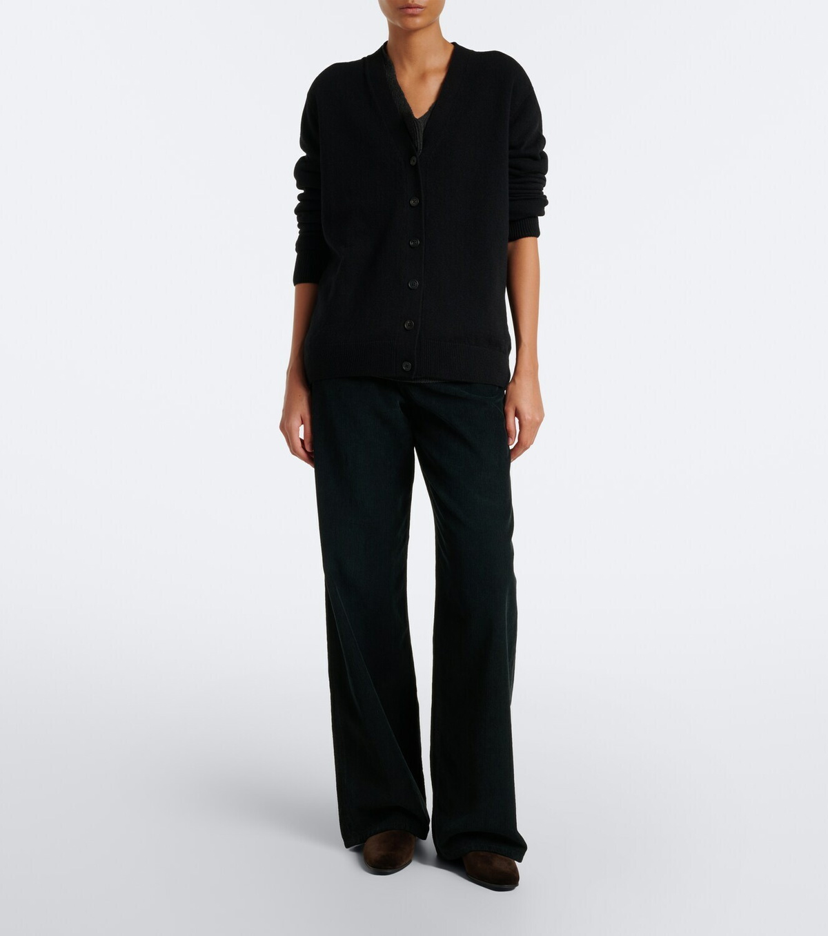 The Row Marc leather-trimmed velvet loafers