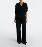 The Row Marc leather-trimmed velvet loafers