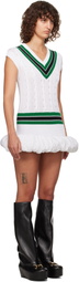 LAURA ANDRASCHKO White Knitted Tennis Bubble Minidress