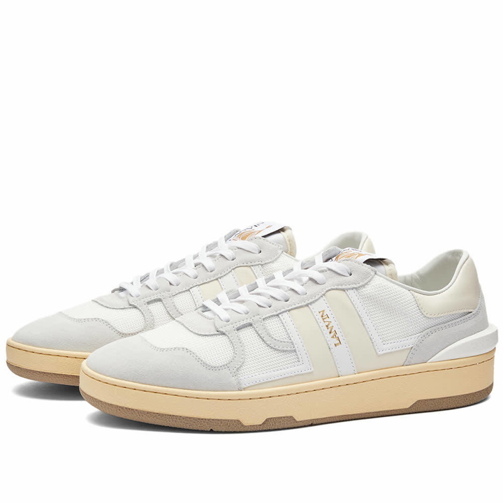 Photo: Lanvin Men's Clay Court Sneakers in White/Butter