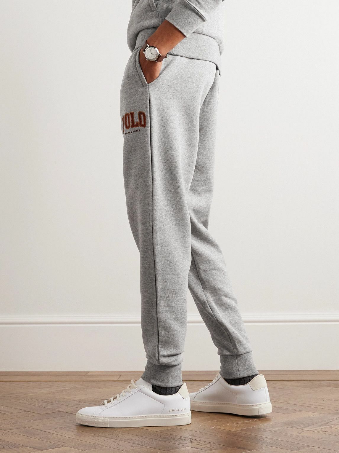 Polo Ralph Lauren - Tapered Logo-Embroidered Cotton-Blend Jersey Sweatpants  - Gray Polo Ralph Lauren