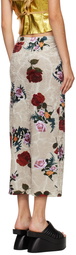 Dries Van Noten Off-White Rose Print Midi Skirt