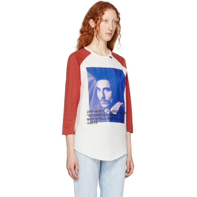 Off White Red and White Bernini Raglan T Shirt Off White