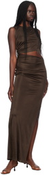 Atlein Brown Cutout Maxi Dress