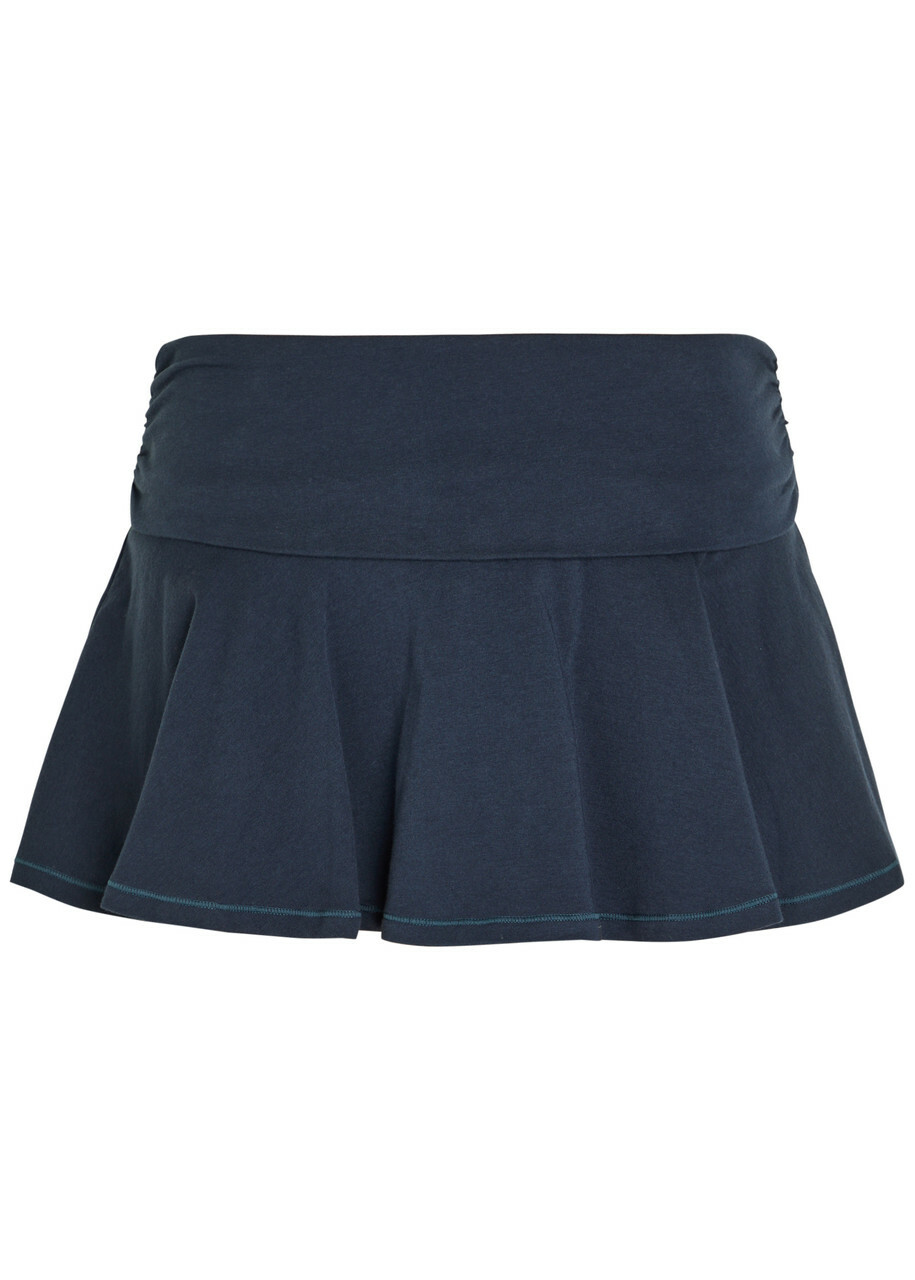 Skims Foldover Stretch-cotton Mini Skort Navy