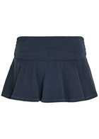 Skims Foldover Stretch-cotton Mini Skort Navy