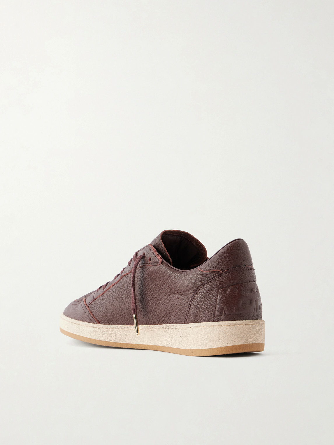 Golden Goose - Ball Star Distressed Leather Sneakers - Burgundy