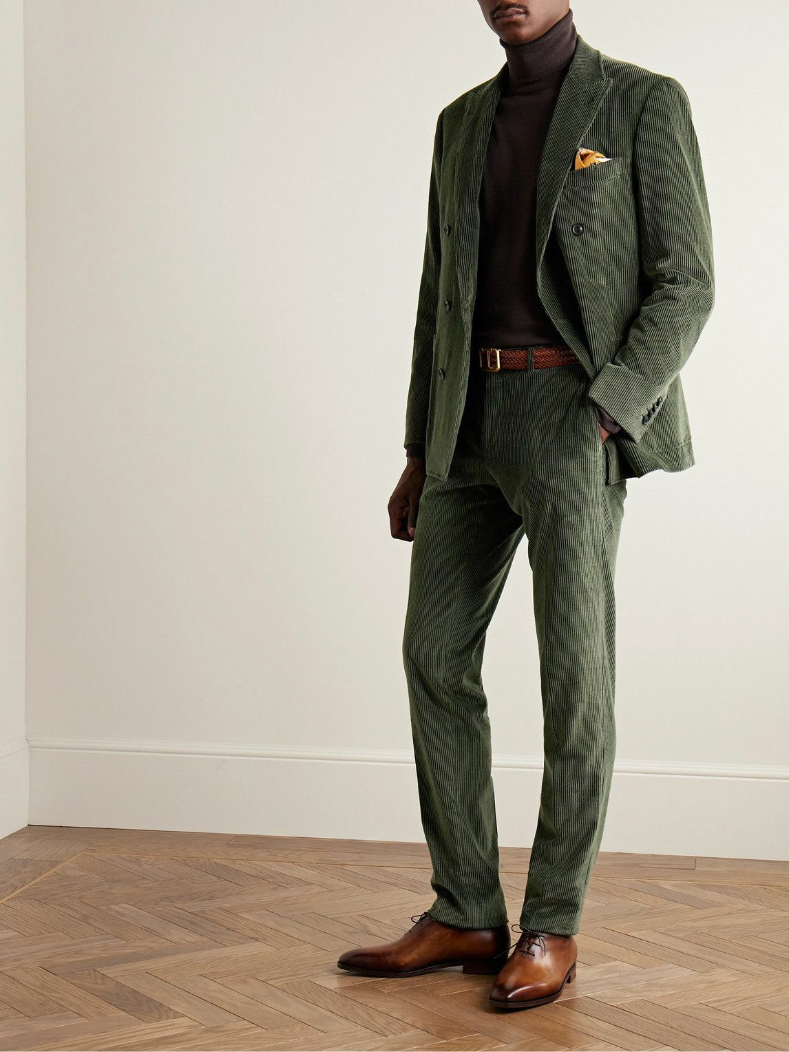 Canali single-breasted corduroy blazer - Green