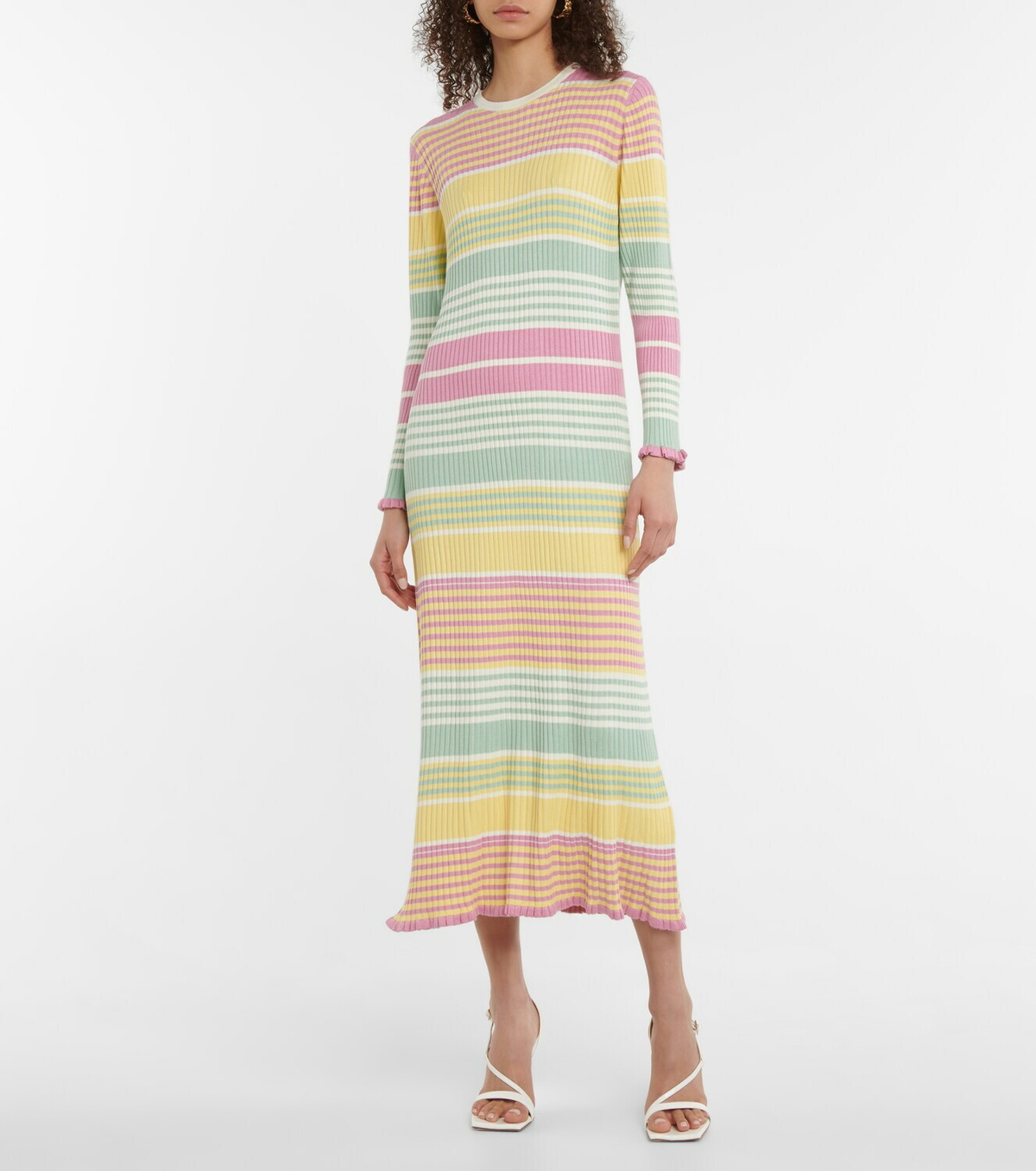 RIXO Milos Knit Dress in shops Pastel Yellow Rainbow Stripe Women’s Large MSRP $400