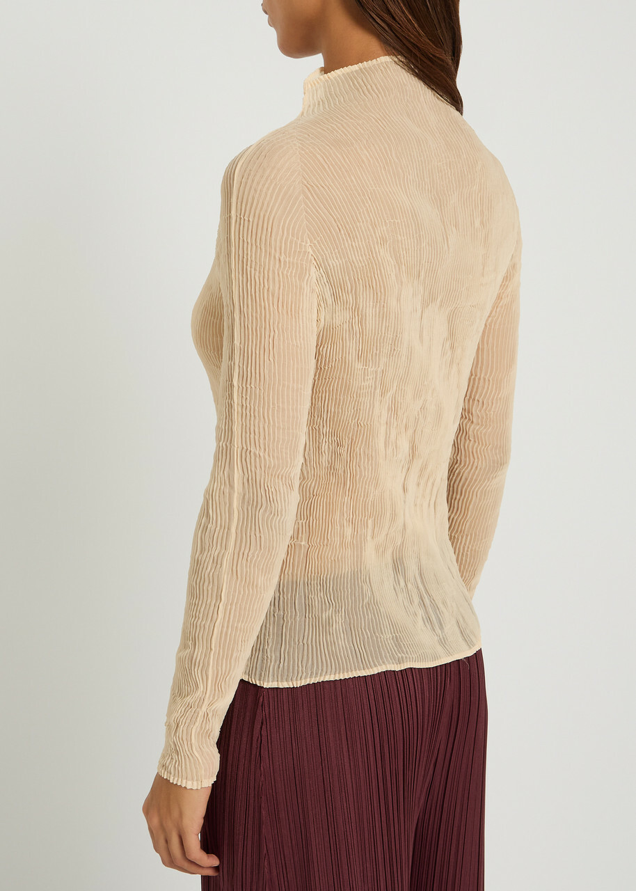 Issey Miyake Pleated Chiffon top Beige