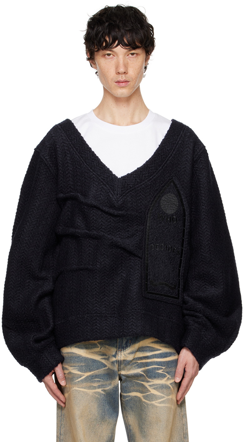 Who Decides War Navy Gathered Collegiate Sweater