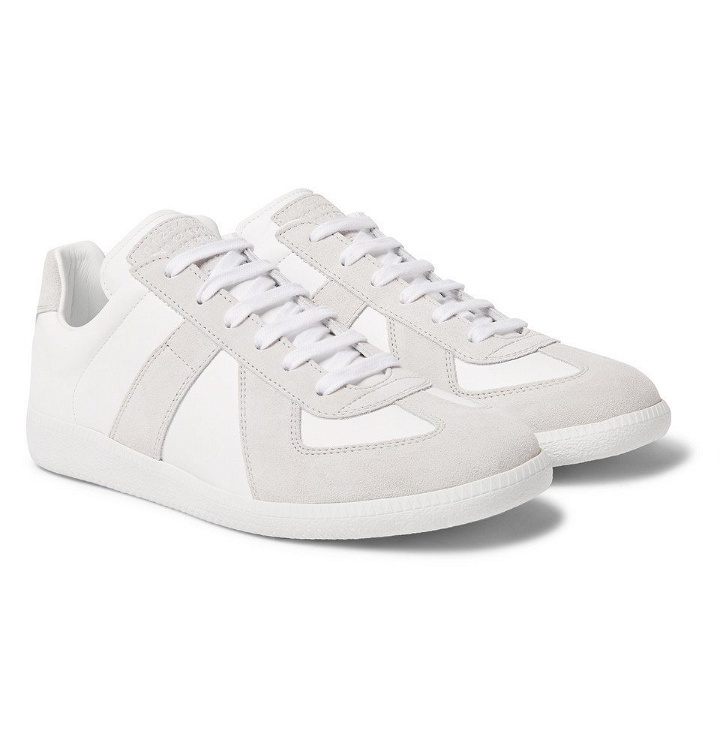 Photo: Maison Margiela - Replica Suede and Leather Sneakers - Off-white