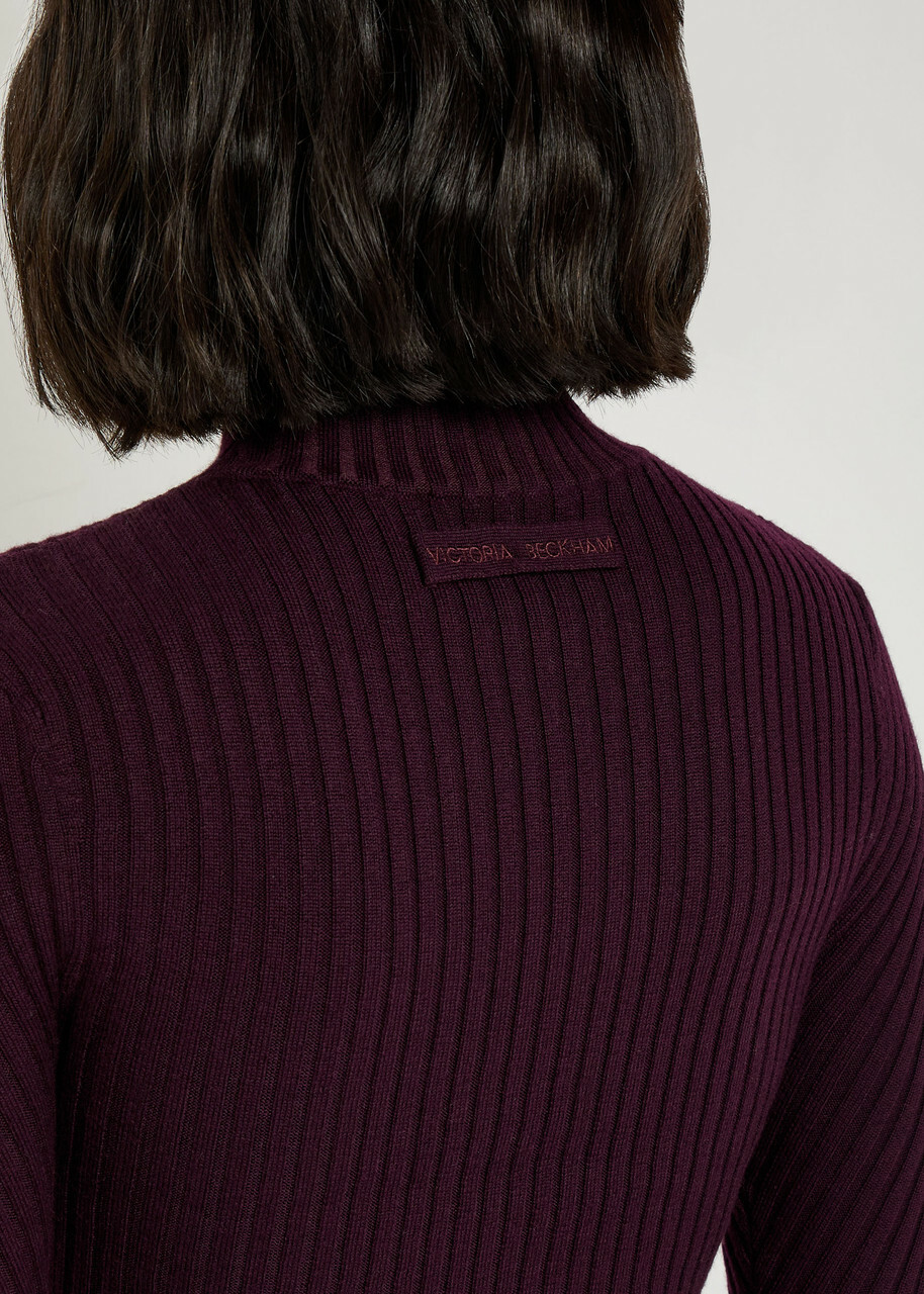 Victoria Beckham Ribbed Merino Wool top Burgundy