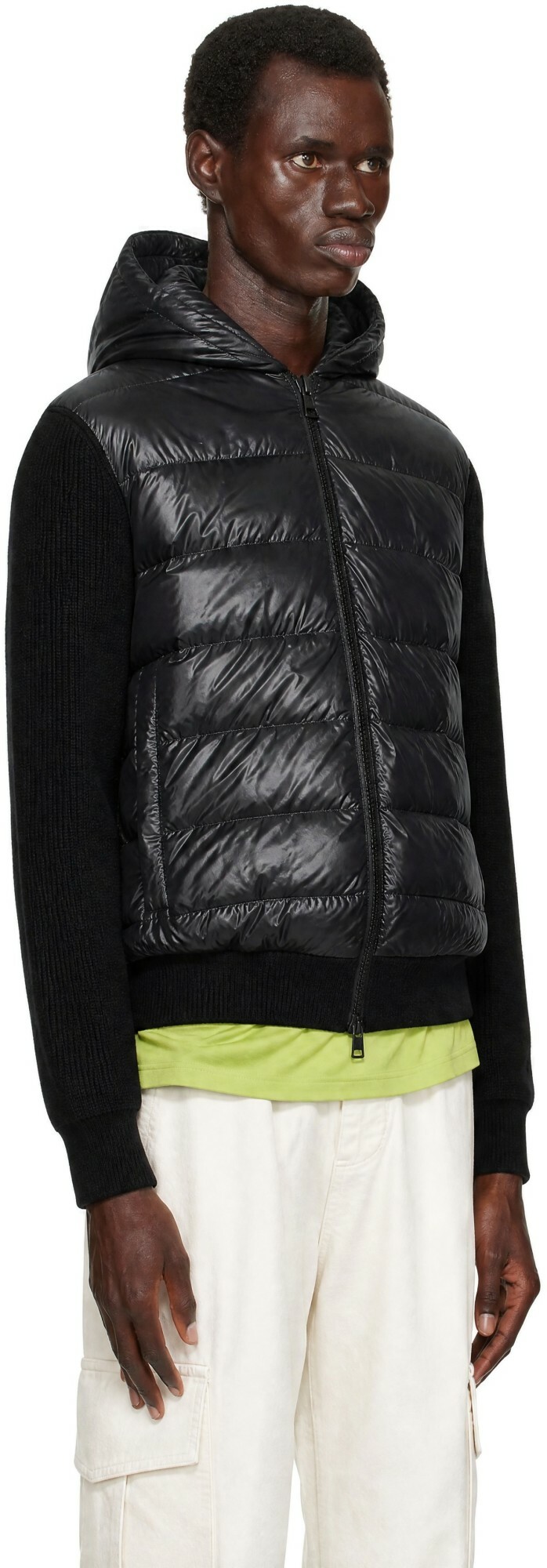 Moncler Black Padded Wool Zip-Up Jacket
