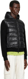 Moncler Black Padded Wool Zip-Up Jacket