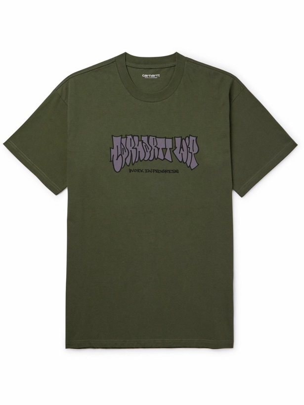 Photo: Carhartt WIP - Logo-Print Cotton-Jersey T-Shirt - Green