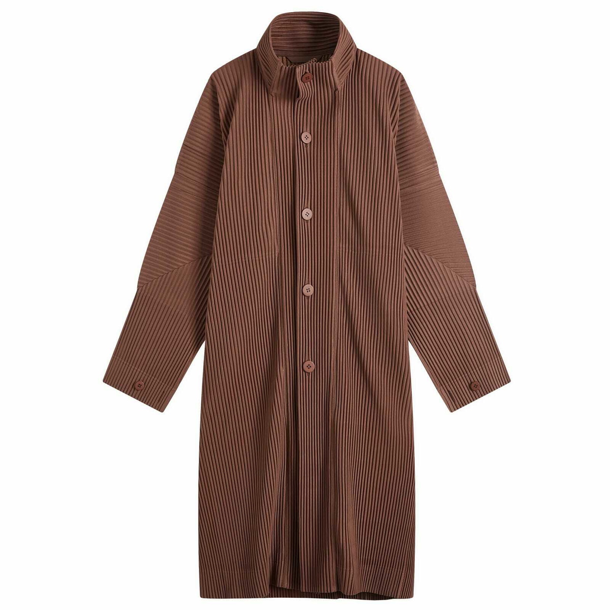 新しいエルメス Homme Plissé Issey Miyake Men's Pleated Long Jacket in Brown 小物