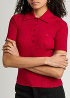 Courrèges Logo Ribbed-knit top Red