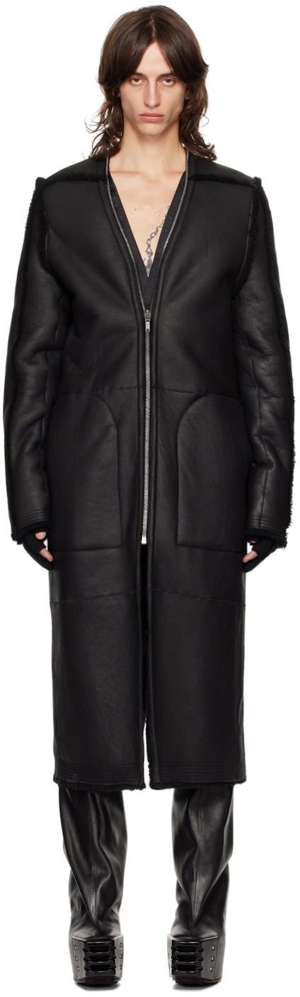 Rick Owens Black Porterville Klaus Reversible Shearling Jacket