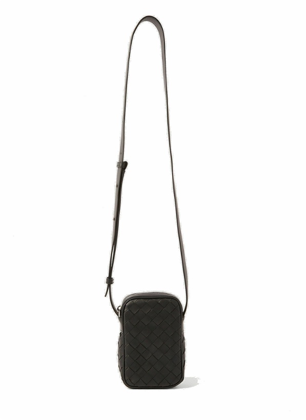 Photo: Intrecciato Phone Pouch Crossbody Bag in Black