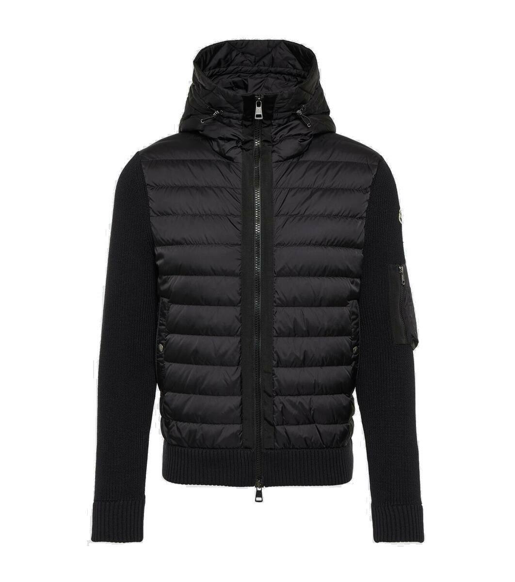 【送料&関税込】Moncler Slate Wool Blend Jacket Moncler Men's Wool Knit Padded Jacket With Hood | Neiman Marcus