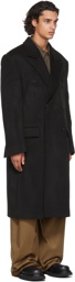 System Black Wool Double-Breasted Coat