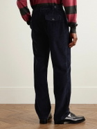 Drake's - Games Tapered Pleated Cotton-Corduroy Trousers - Blue