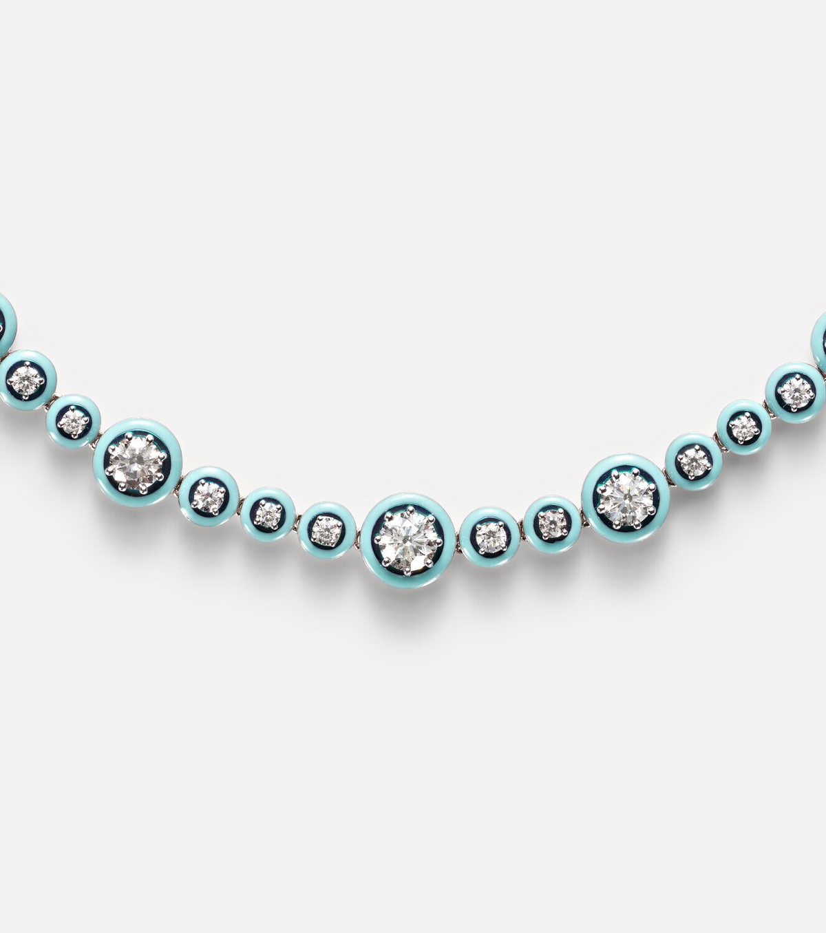 Kamyen Polka Dots 18kt white gold and enamel necklace with diamonds