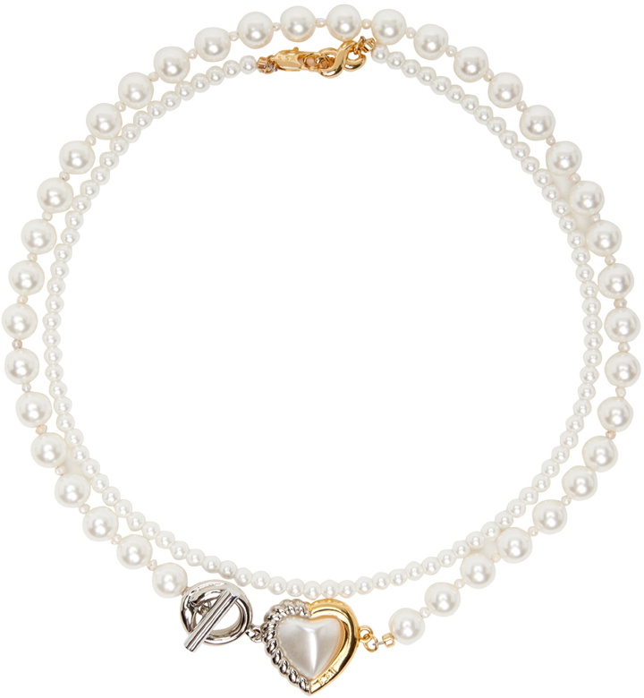 Photo: S_S.IL Silver & Gold Twist Heart Pearl Collar Necklace Set