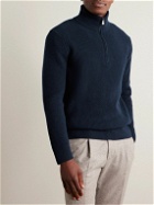 Thom Sweeney - Ribbed Merino Wool and Cashmere-Blend Half-Zip Sweater - Blue