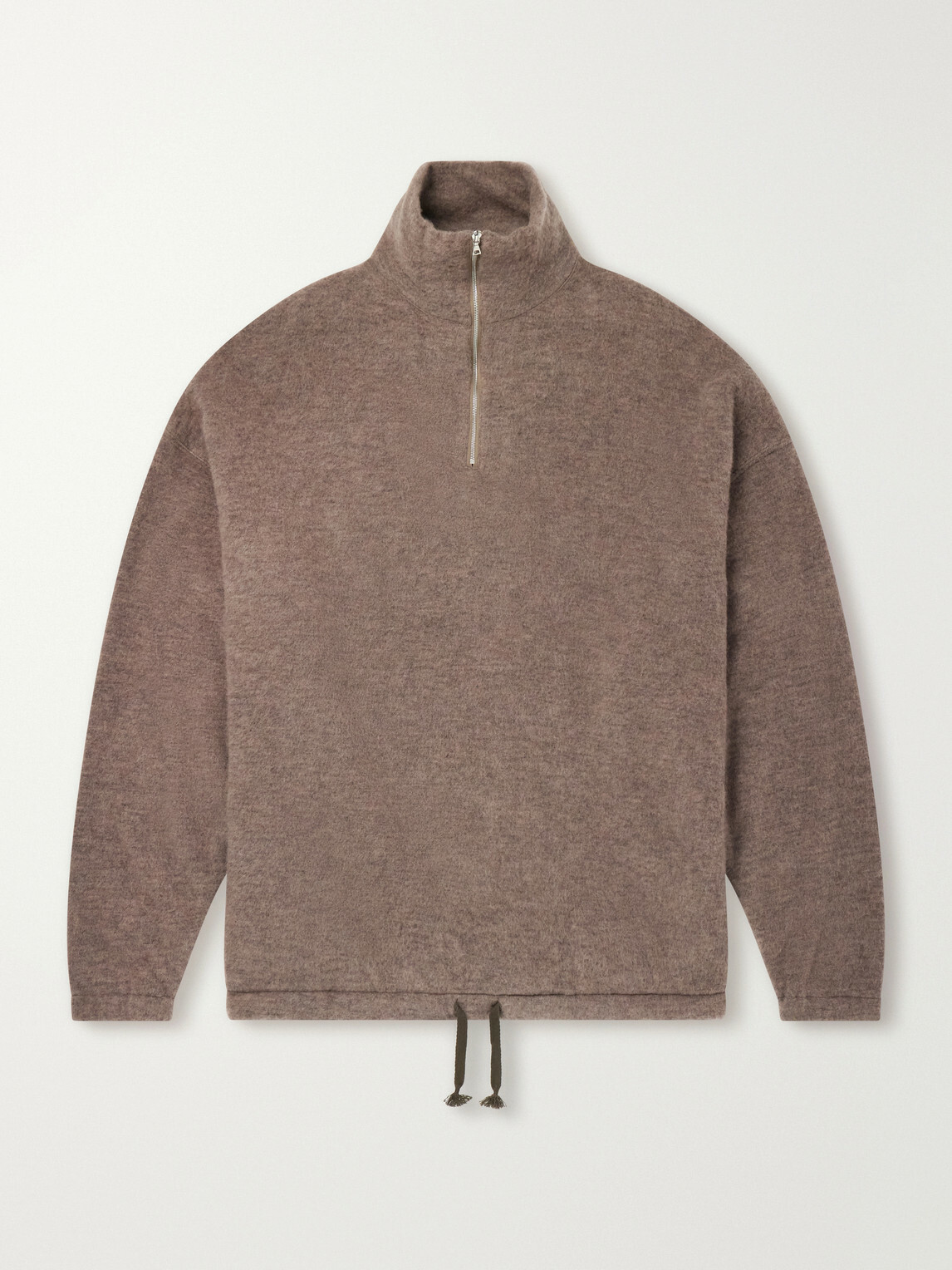 Kaptain Sunshine - Wool and Silk-Blend Fleece Zip-Up Sweater - Brown