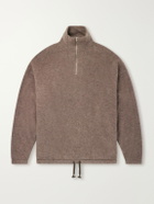 Kaptain Sunshine - Wool and Silk-Blend Fleece Zip-Up Sweater - Brown