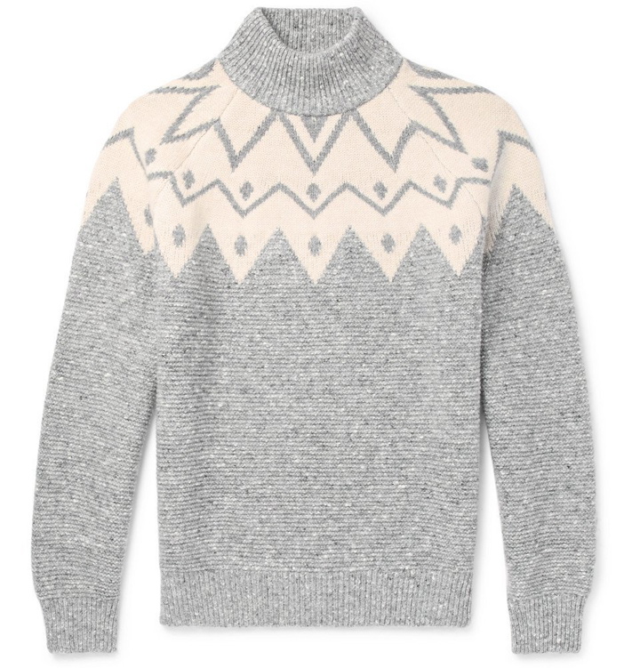 Photo: Brunello Cucinelli - Fair Isle Wool-Blend Sweater - Men - Gray